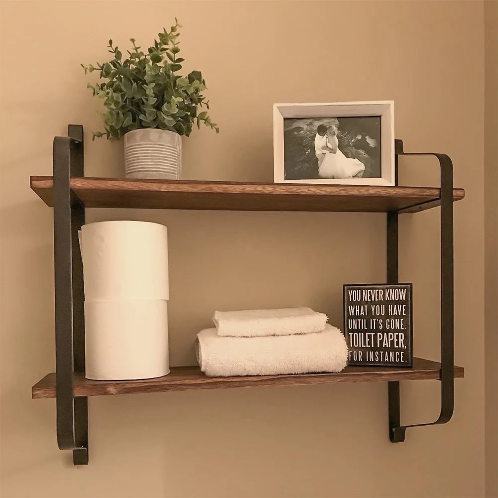 Large Rustic Industrial Pipe Wall Floating Shelf Wooden