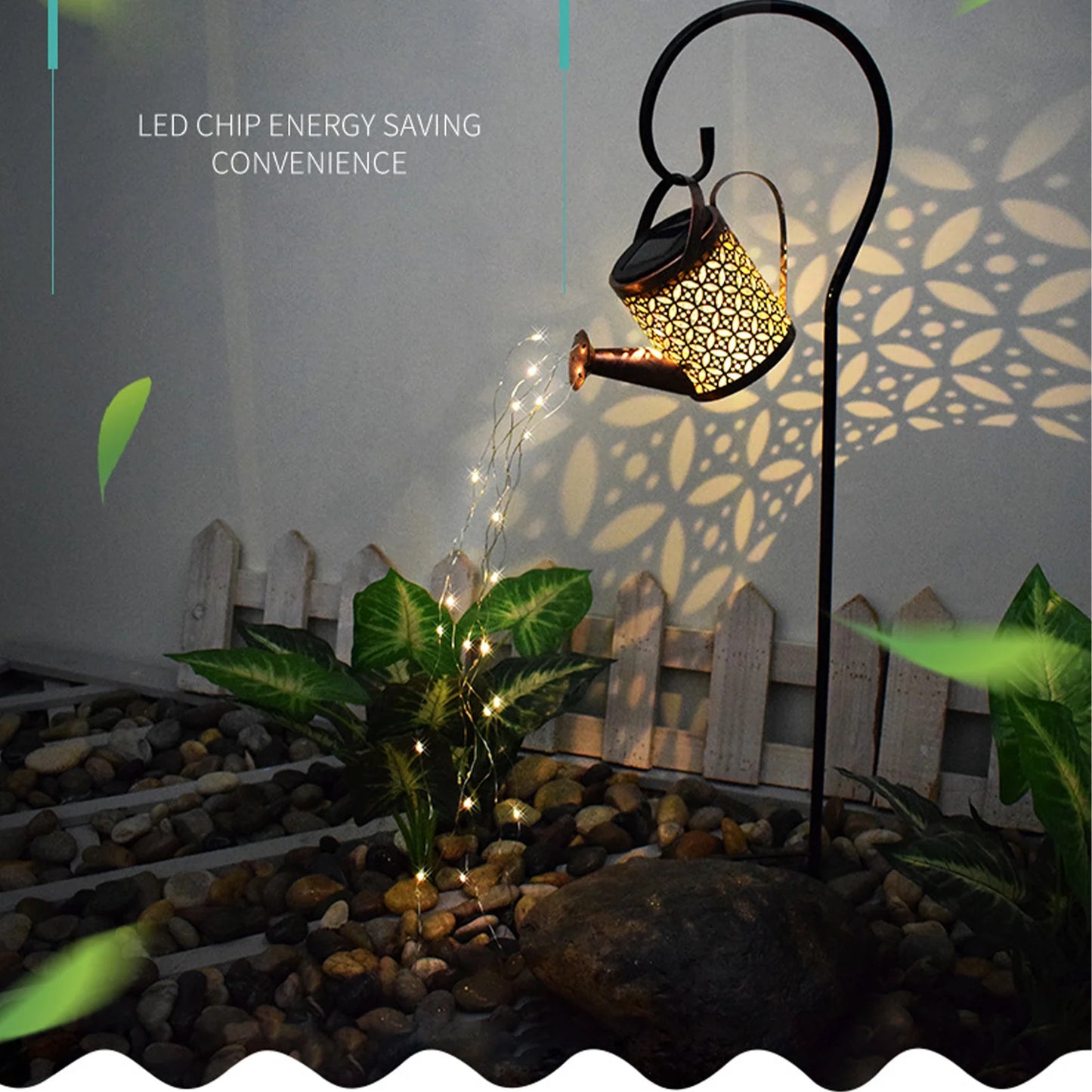 Solar LED Garden Lawn Lamp Creative Watering Can Sprinkles Star