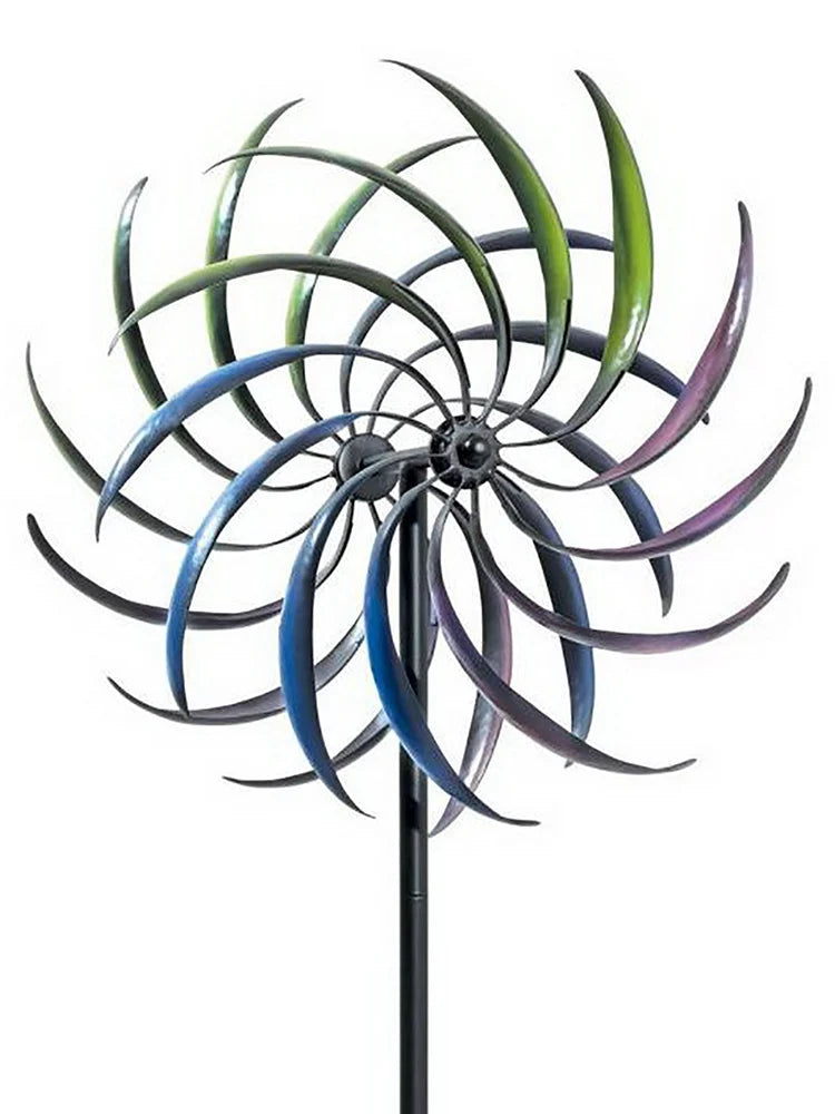 Iron Windmill Willow Leaves Dual Direction Wind Spinner