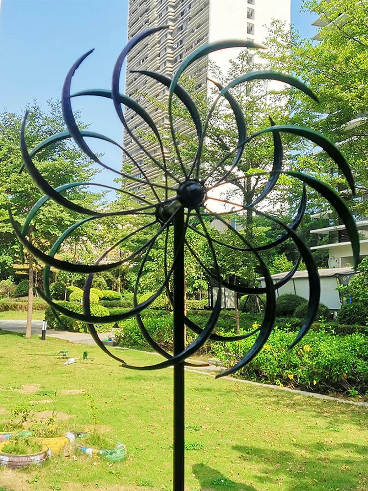 Iron Windmill Willow Leaves Dual Direction Wind Spinner