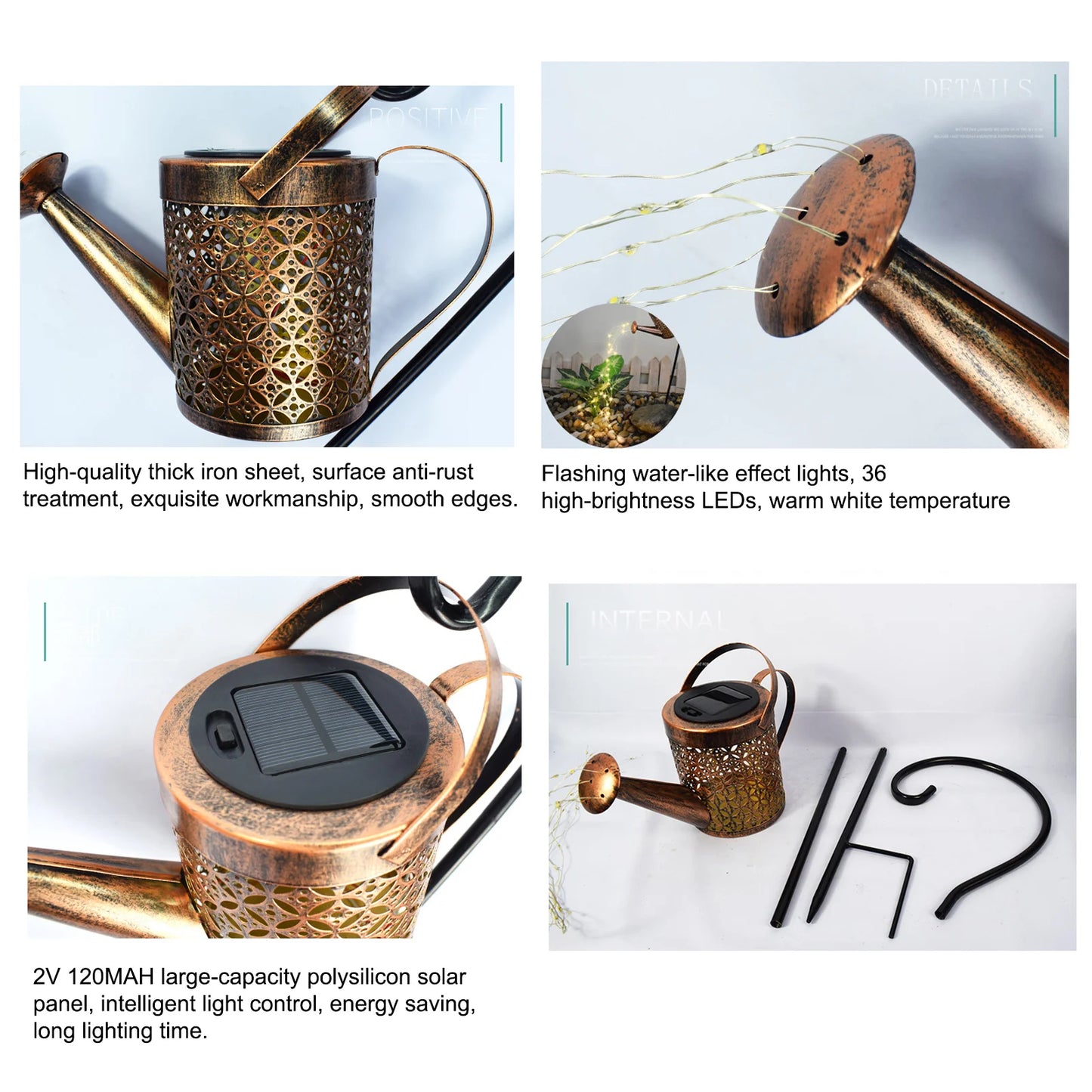 Solar LED Garden Lawn Lamp Creative Watering Can Sprinkles Star