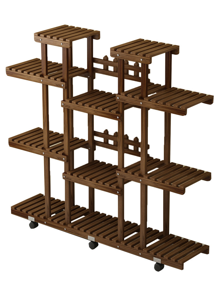 Solid Wood Flower Rack Storage Rack Balcony