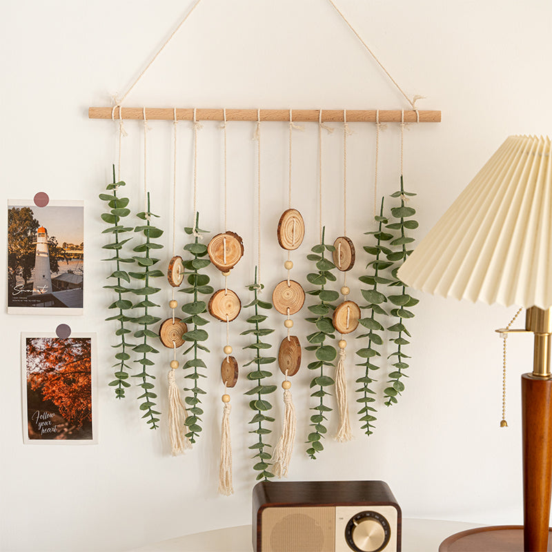 Room Decoration Hand-Woven Background Wall Eucalyptus Leaf