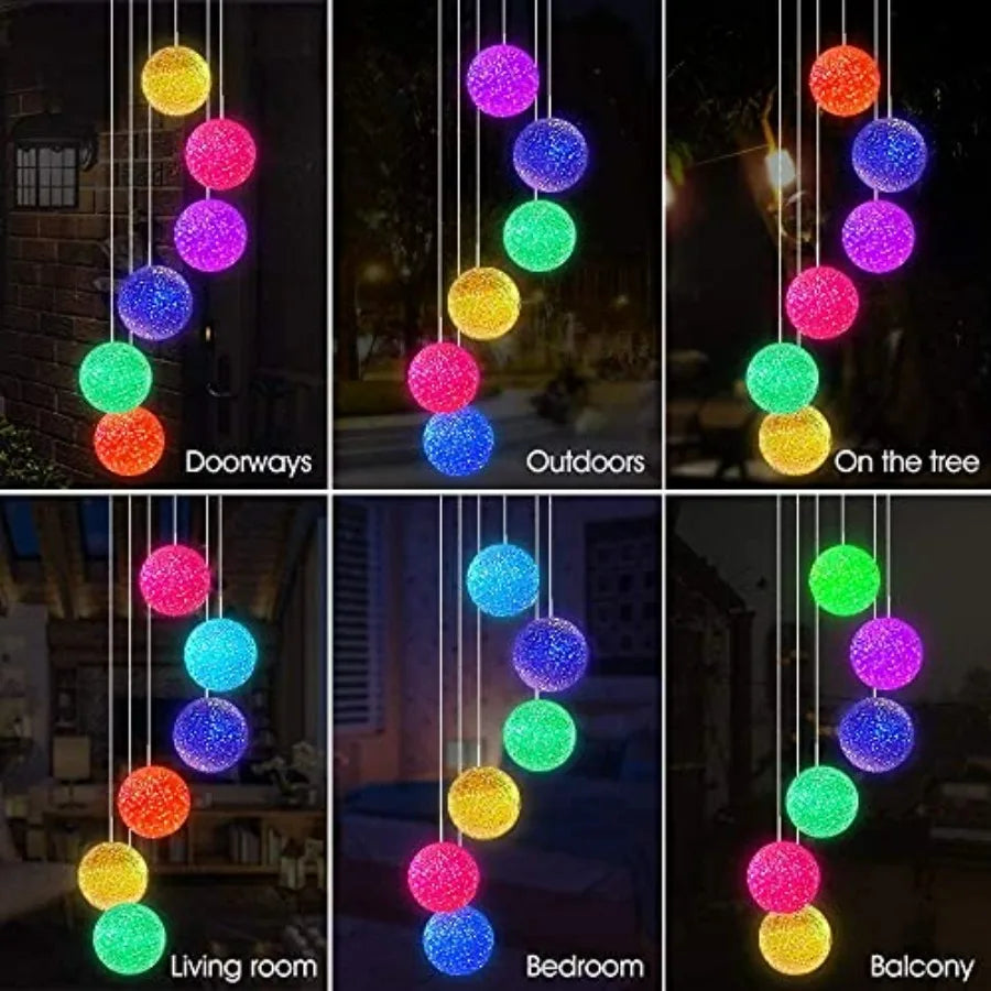 Color Changing Solar Power Wind Chime Crystal Ball Wind Chime