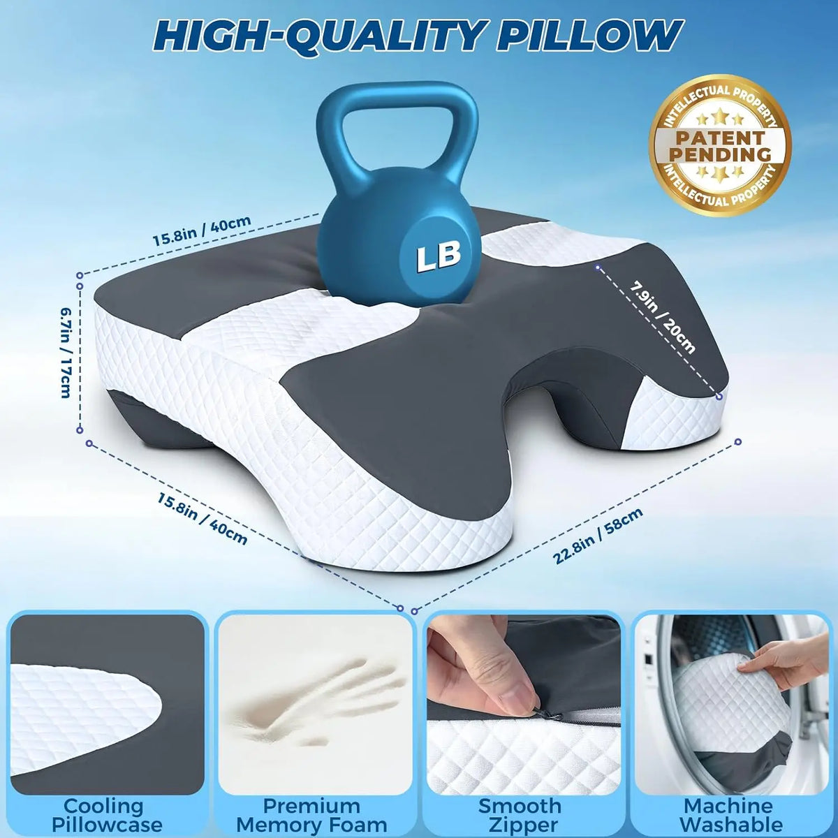 Side Sleeper Pillow with Arm Holes, 2 in 1 Shoulder Relief System