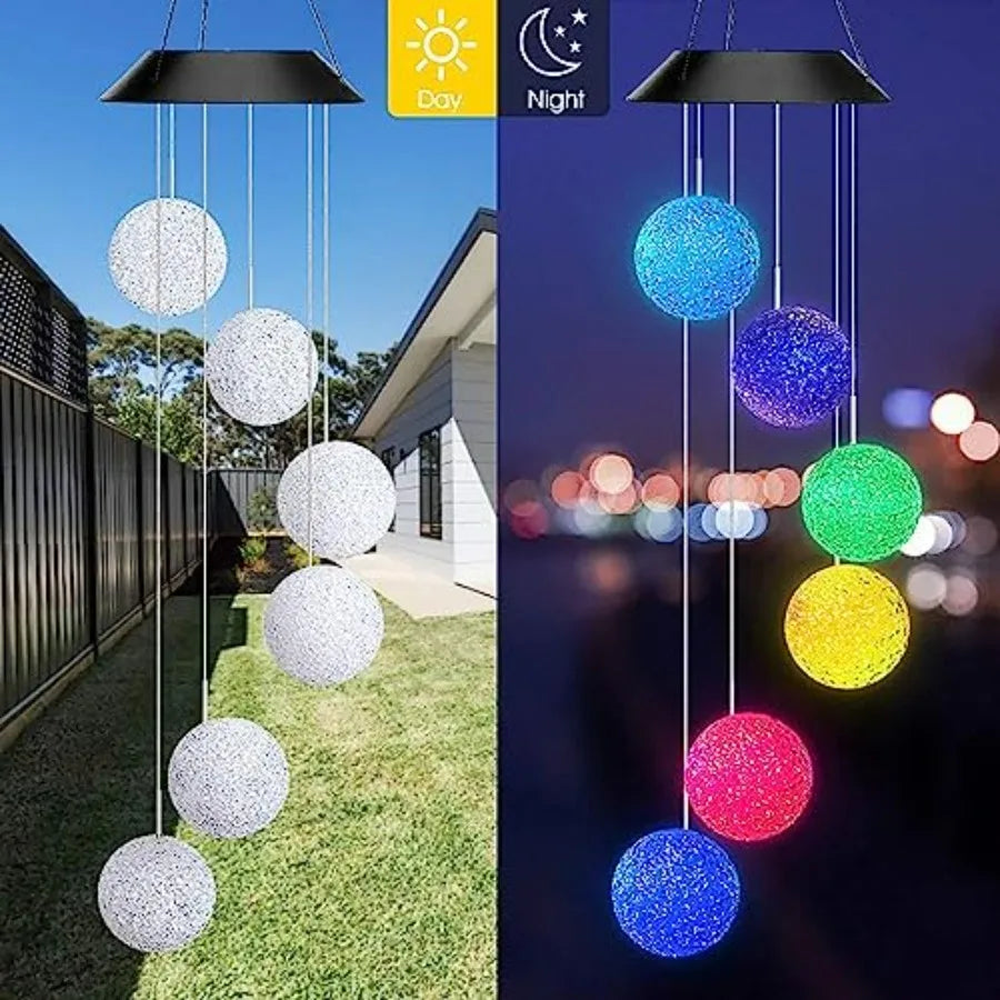 Color Changing Solar Power Wind Chime Crystal Ball Wind Chime