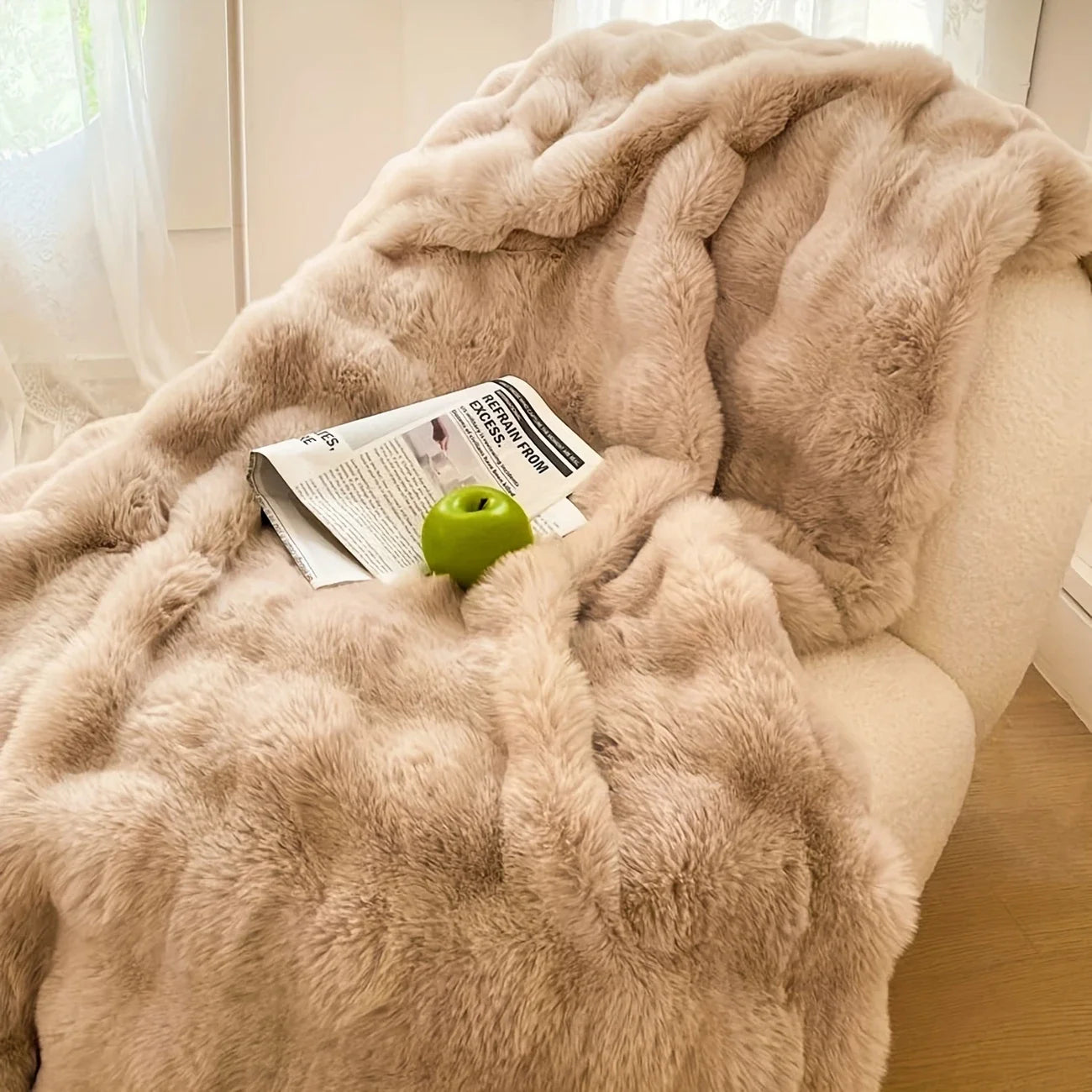 Faux Fur Throw Blanket Tie-Dye Khak- Super Soft & Cozy 6LBS