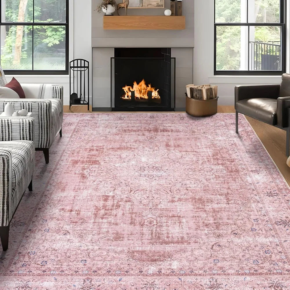 Washable Area Rugs 8x10ft, Foldable Large Carpet
