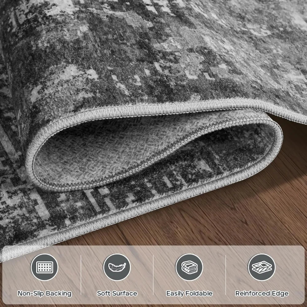 9x12 Feet Modern Washable Area Rugs: Abstract Design