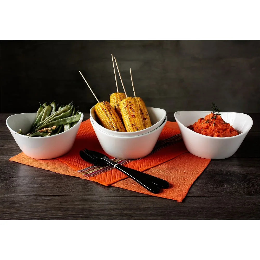 Wave Pattern Ceramic Serving Bowl Set