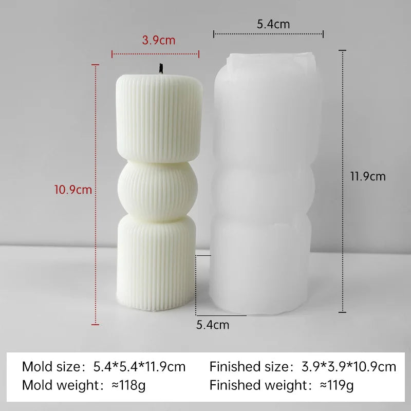 Striped Cylinder Aroma Candle Silicone Mold Soy Wax Candles Making Supplies