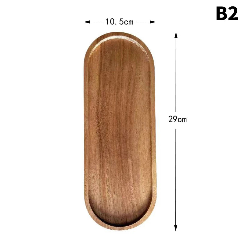 Solid Wood Food Tray Round Rectangle  Bread Board
