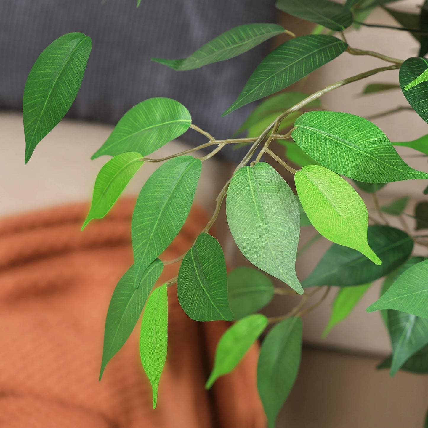 Artificial Ficus Trees with Natural Curved Trunks,  Silk Fake Ficus Tree in Plastic Nursery Pot for Office Home Decor