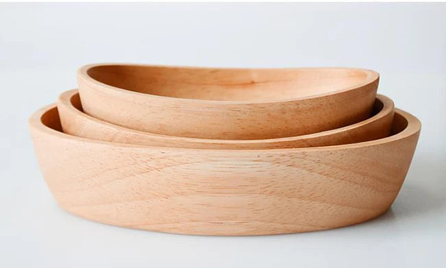 Boat Shape Serving Bowl  Natural Solid Oval Wooden Bowl