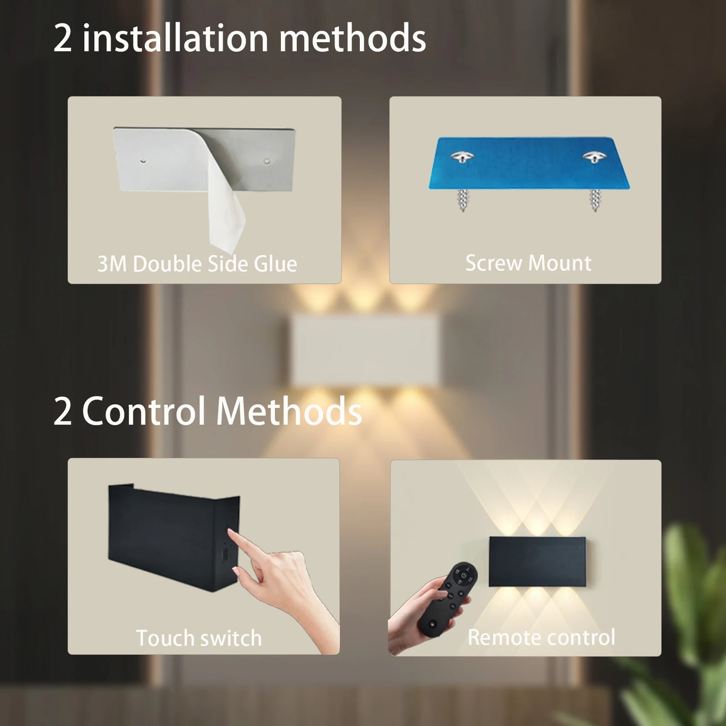 LED modern minimalist design charging wall lamp touch 3-color