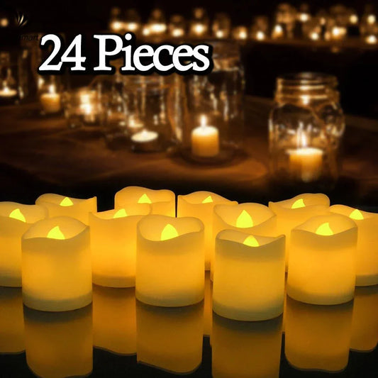 6/24Pcs Flameless LED Candles Tea Light - Battery Powered