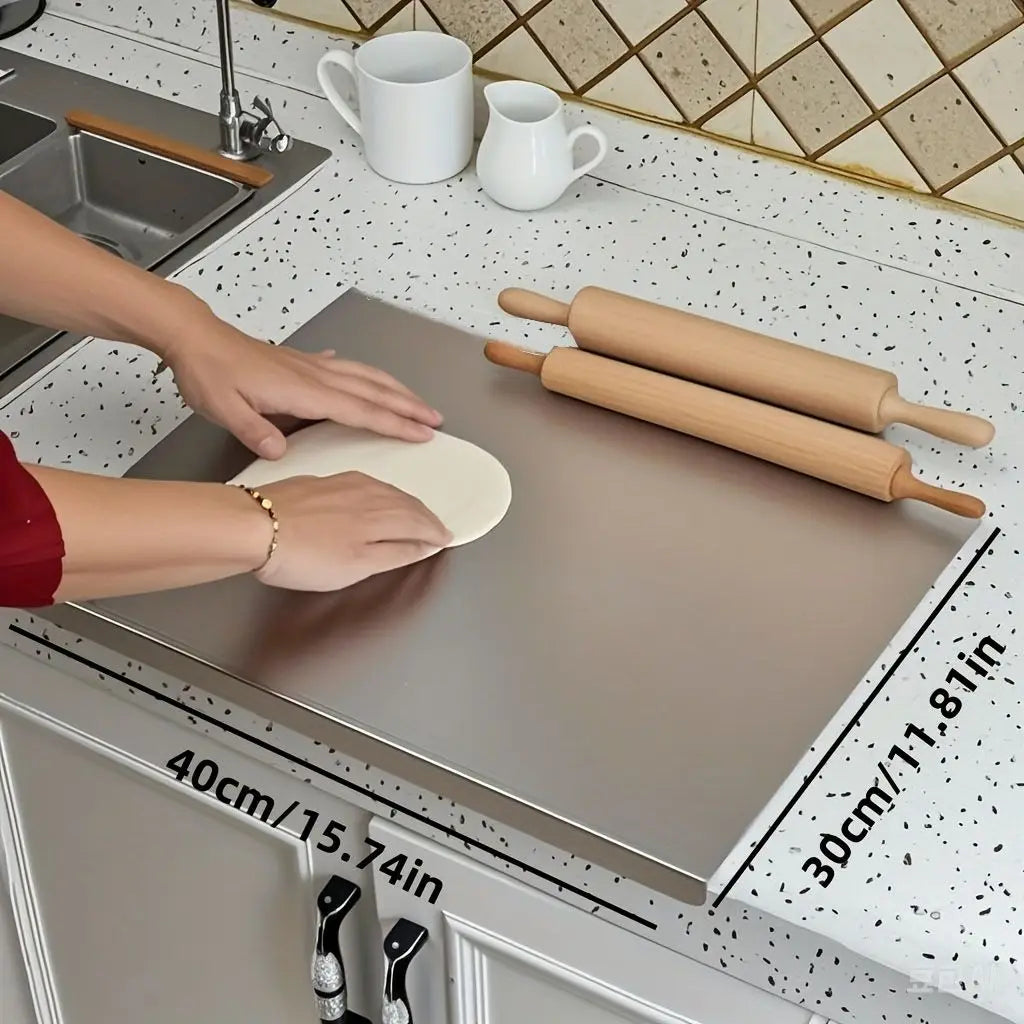 Large Stainless Cutting Board with Lid And Non-Slip Pad