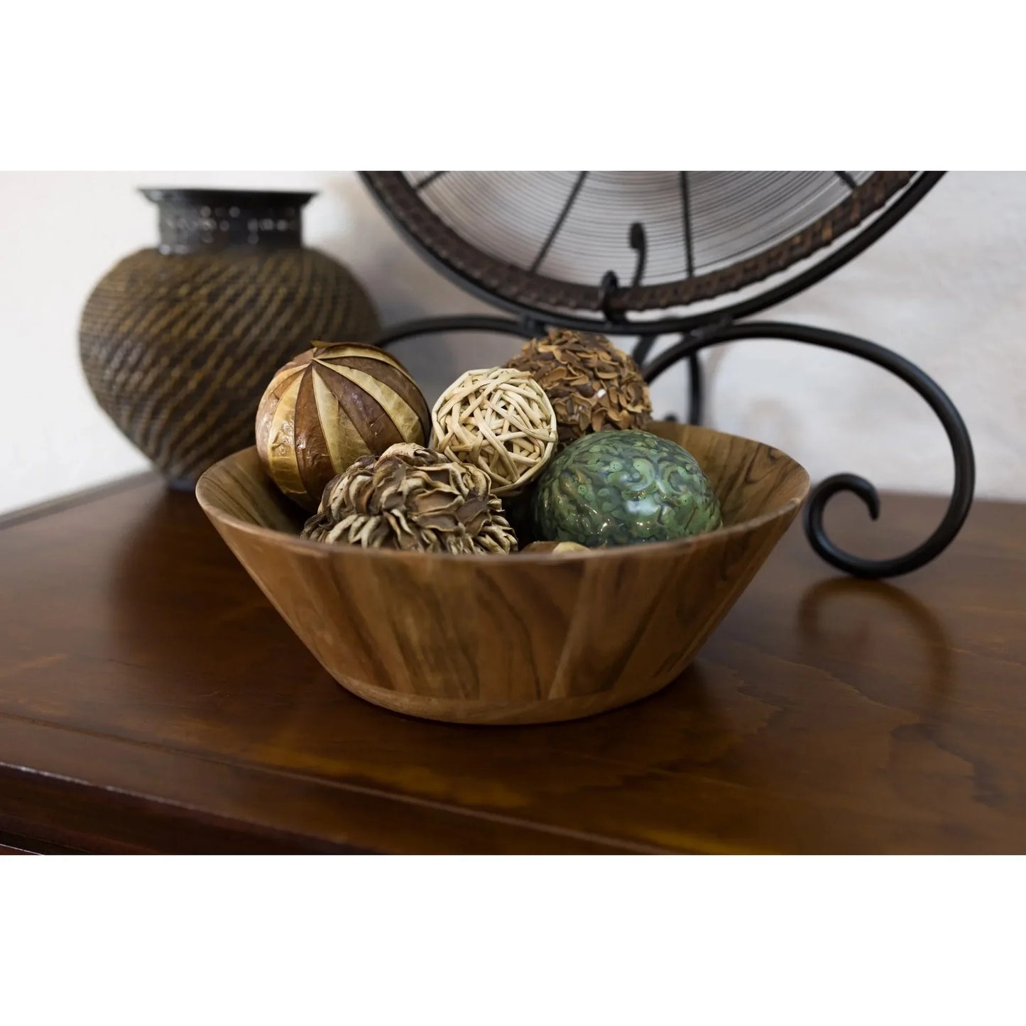 Acacia Wood Large Angled Serving Bowl - Natural Finish