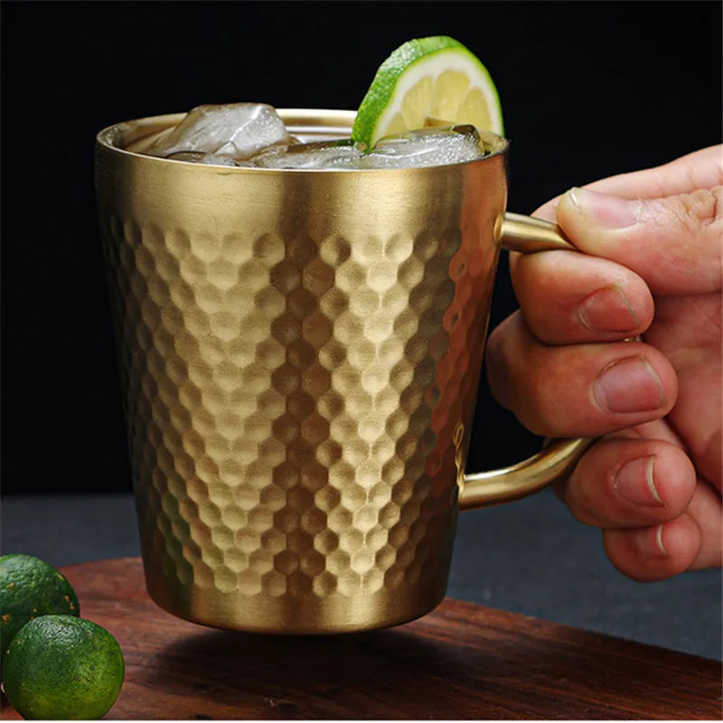 Gold 304 Stainless Steel Beer Mug Water Cups with Handle