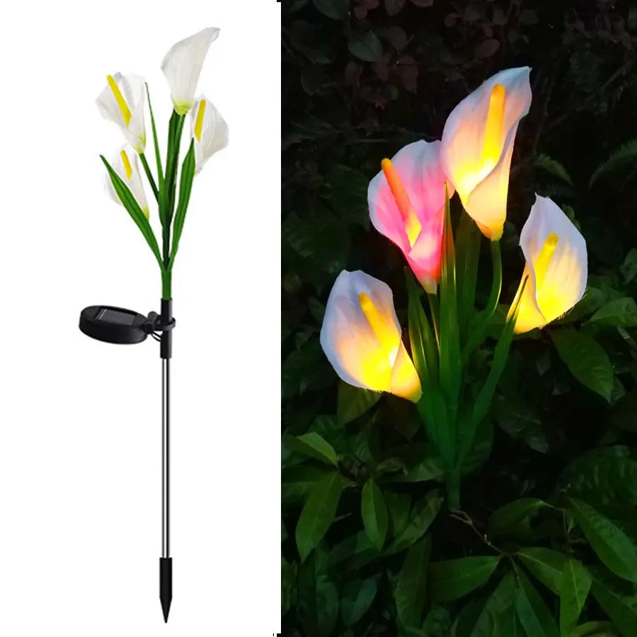 Solar Stake Lights with 4 Calla Lily LED Flowers