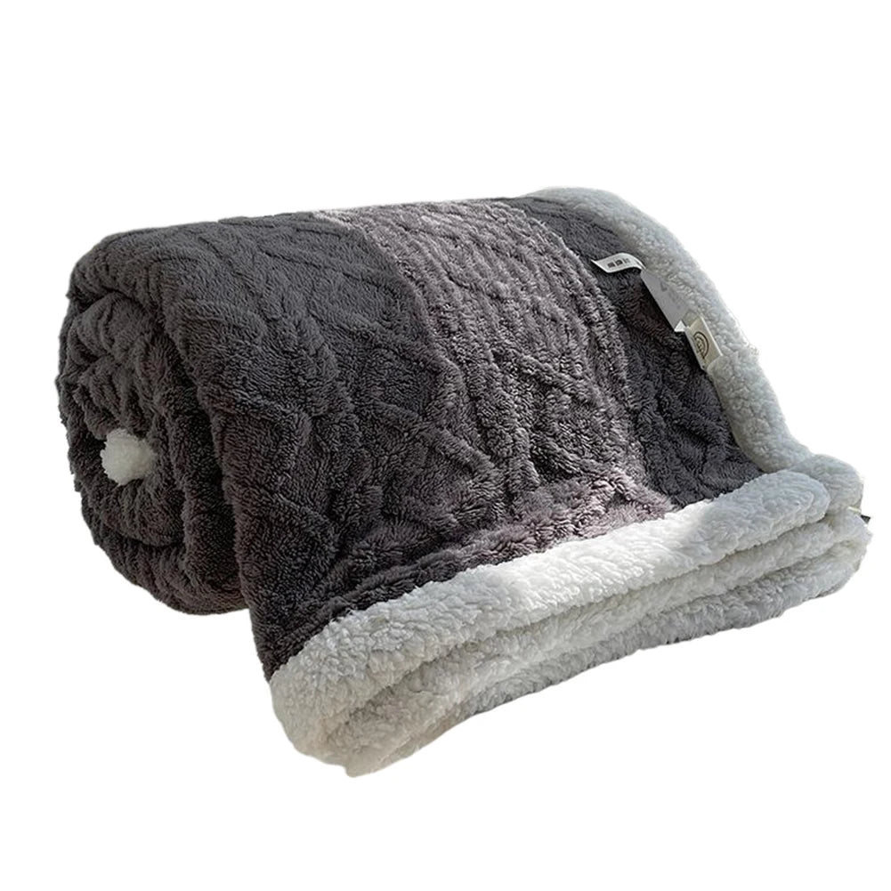 Double Layer Soft Warm Double Sided Throw Lamb Wool