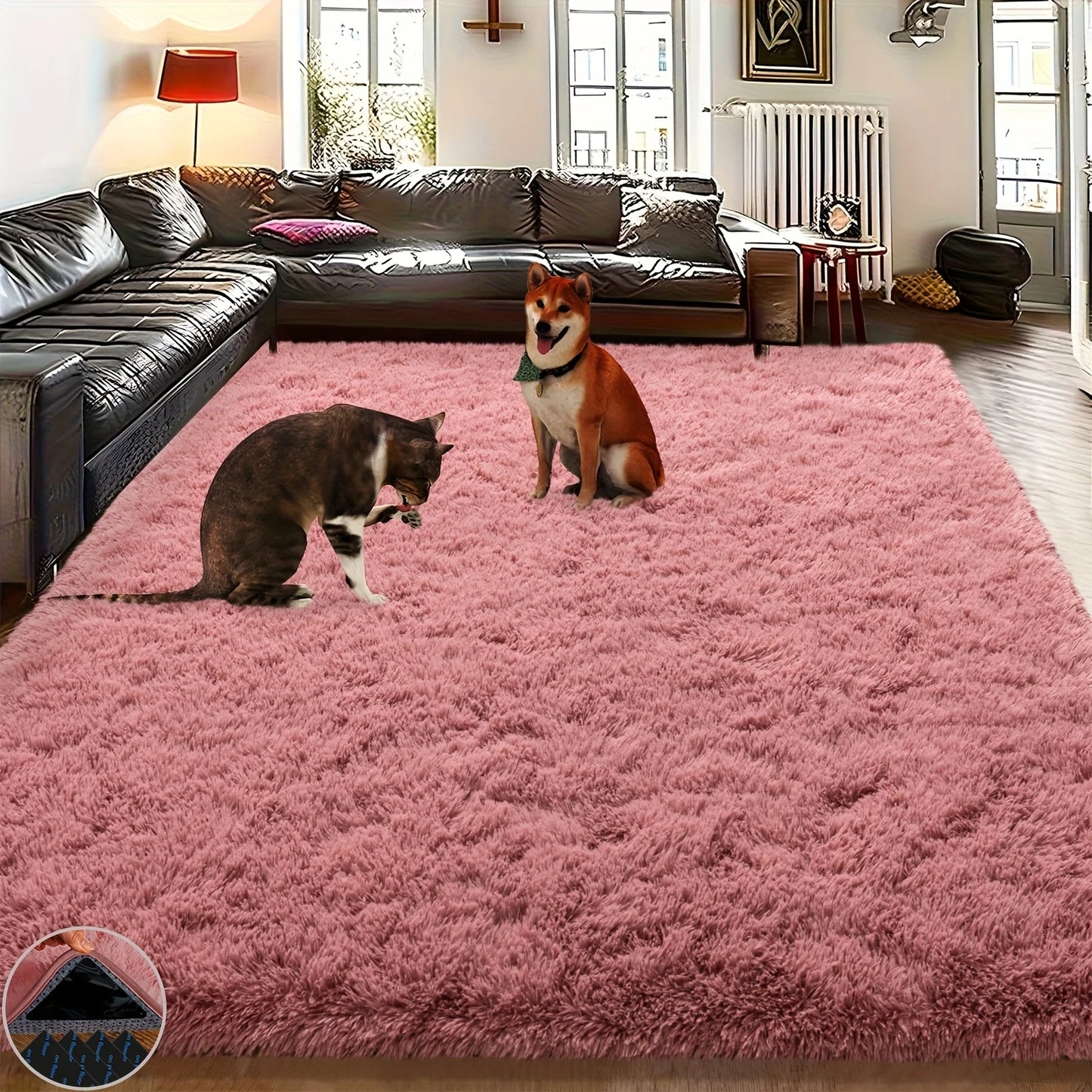 Bean Paste Color Fluffy Plush Non-slip Carpet