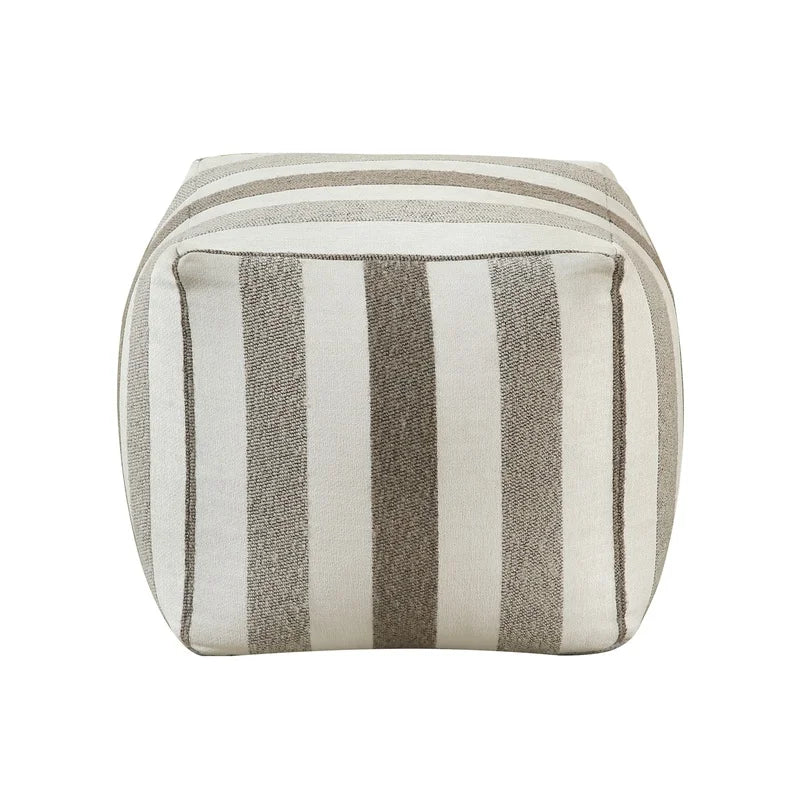 Modern Square Pouf with Multi-Color Jacquard Fabric,