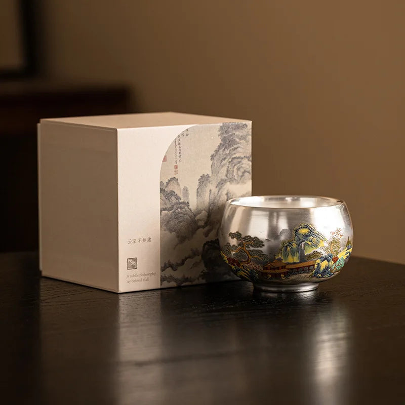 Silver Lined Ceramic Master Tea Cup,