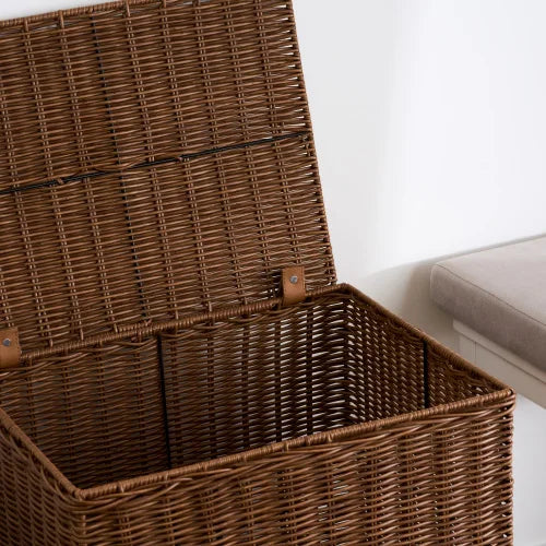 Rectangular Woven Resin Wicker Laundry Hamper 17.3" X 13.8" X 23.6"