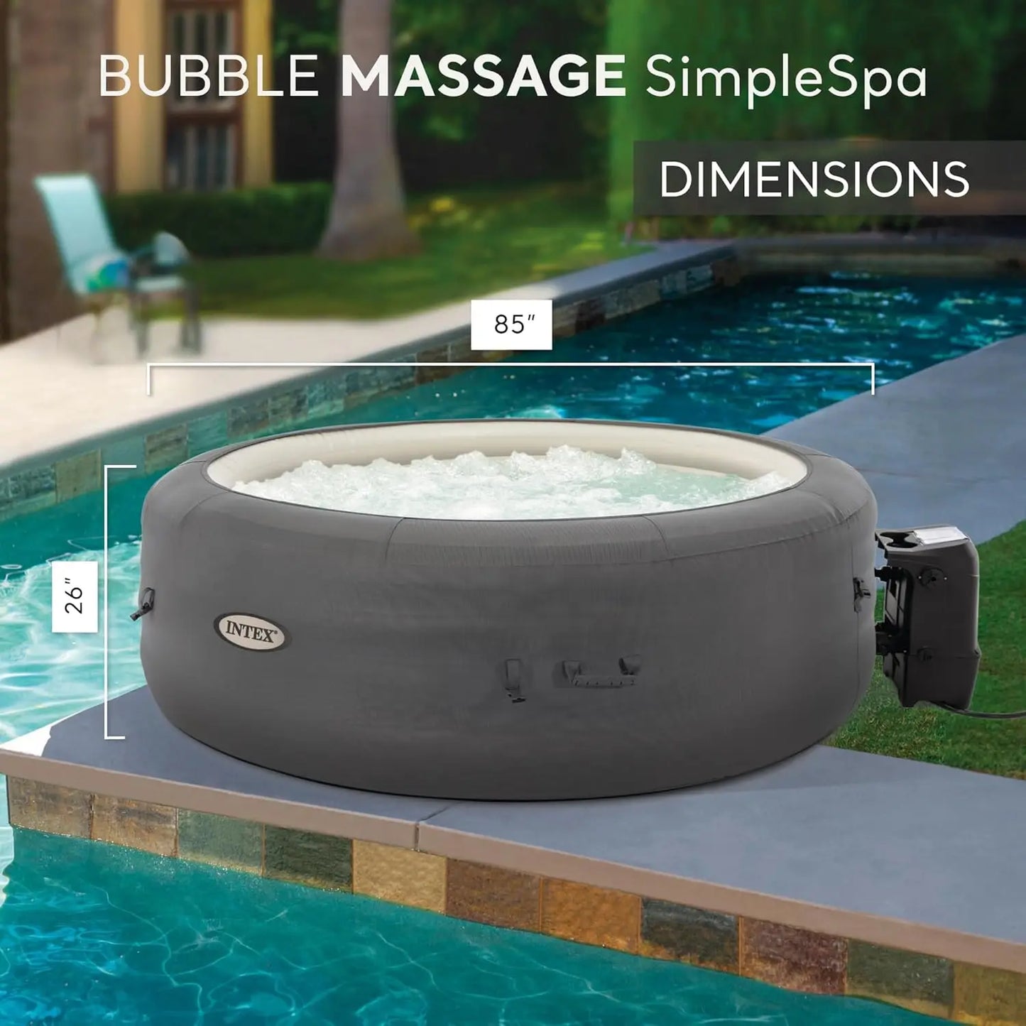 SimpleSpa 6 Person Round Inflatable Hot Tub with Insulated Cover,