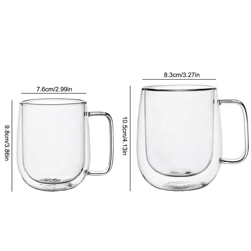 1pc Double Wall Glass Coffee Cup with Handle 150-350ml