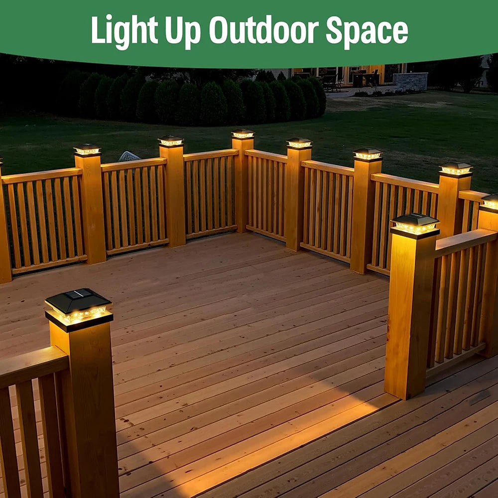 6Pcs Solar Post Cap Lights, Outdoor Waterproof LED Deck Lights Solar Powered