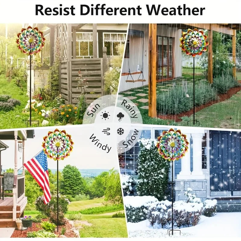 1pcs Rainbow Metal Windmill Cast Iron Wind Spinner
