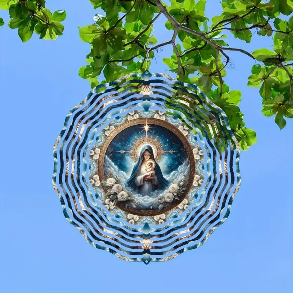 2D Laser-Cut Metal Wind Chime (Kinetic, 360° Rotating Hook)