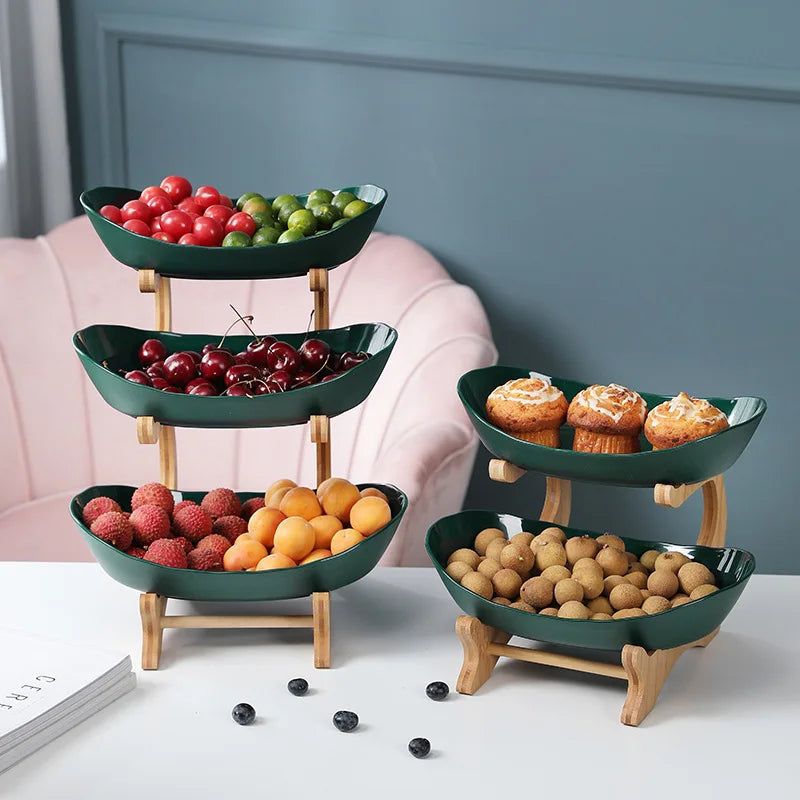 Stand Salad Bowl  Three-layer Plastic Fruit