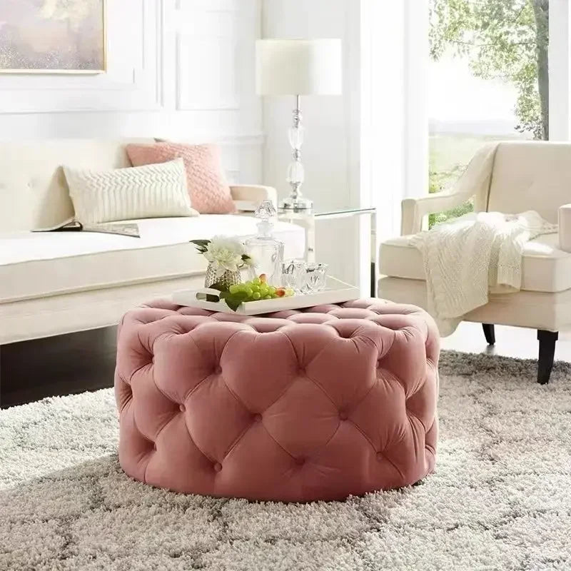 Velvet Floor stool round vanity stool ottoman pouf