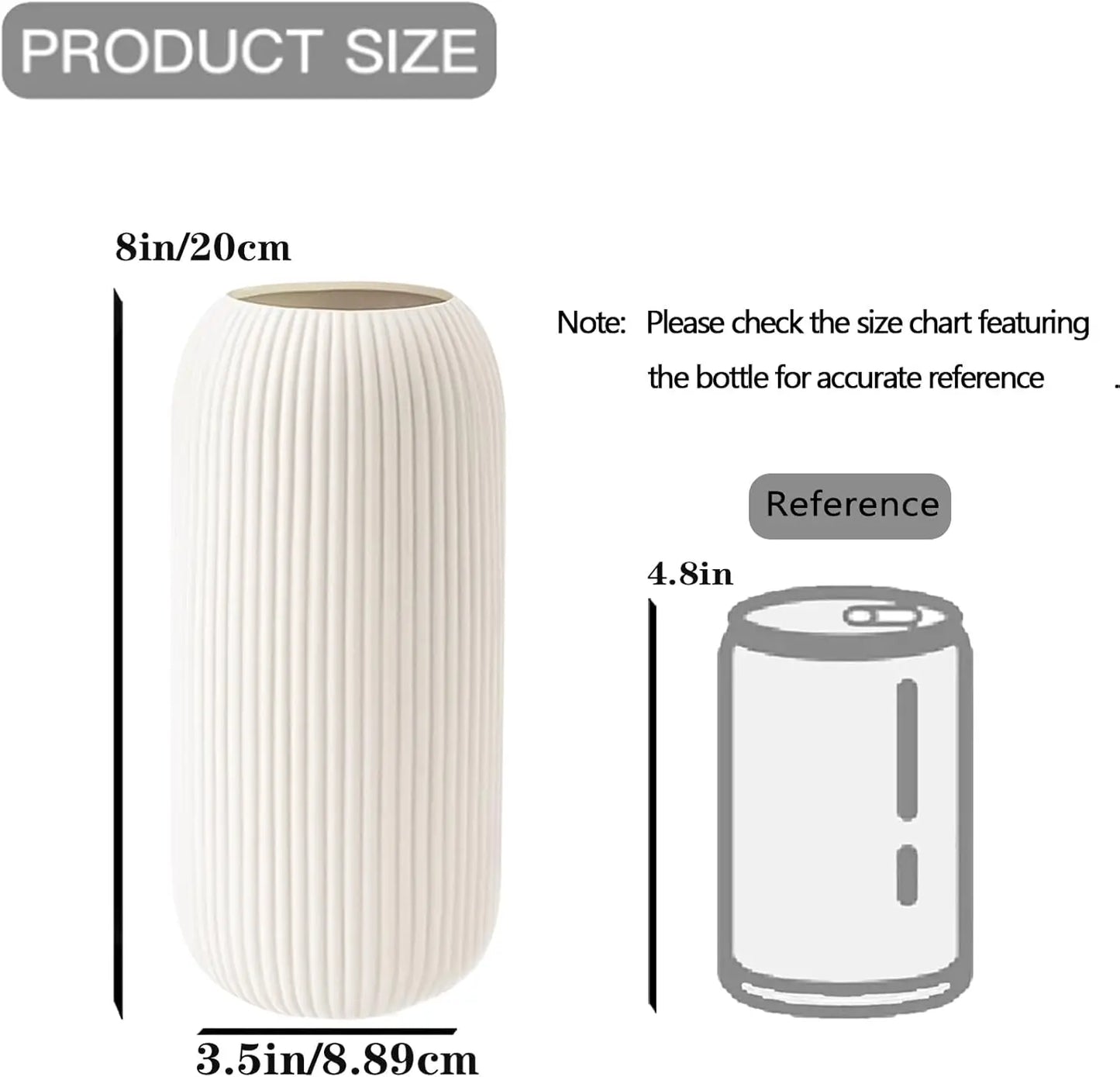 Modern Ribbed Ceramic Vase - 8" Small White Flower Vase
