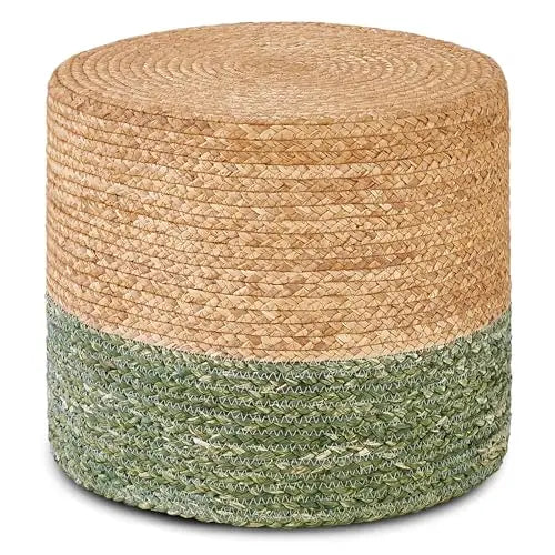 18'' Ottoman Pouf, Natural Braided Poof,