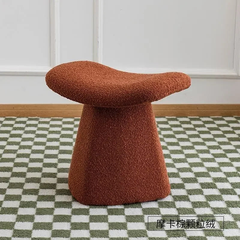 Nordic Ottoman Sitting Pouf Stool - Wooden Vanity Chair