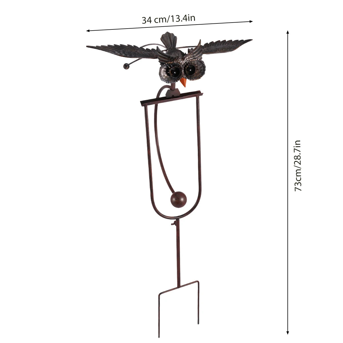 Iron Owl Wind Spinner Wing Flapping Owl Wind Chime