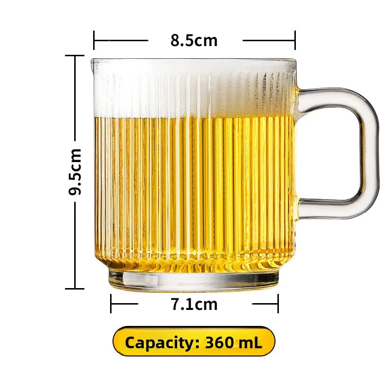 Large Capacity Beer Glass with Handle High End Glass Drinking Cup