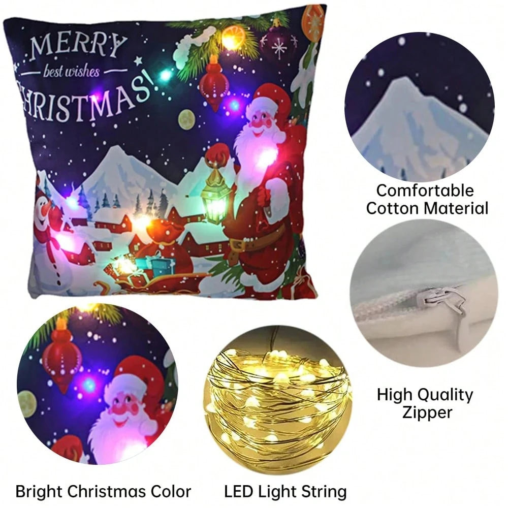 Multi-Color Led Light-Up Pillow, Christmas Decoration Super Soft Plush Pillow