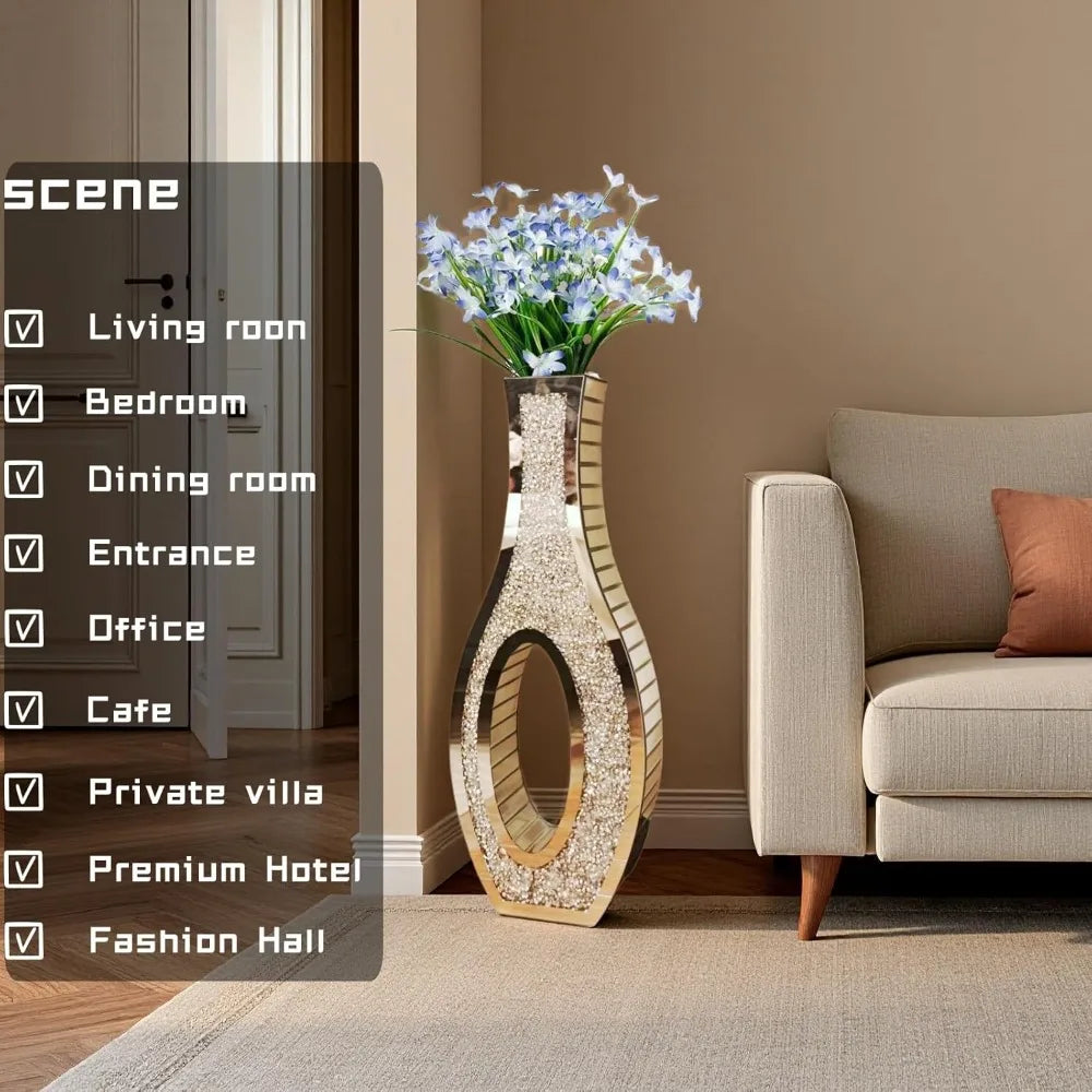 Pair of 30-Foot Tall Crushed Diamond Effect Floor Vases