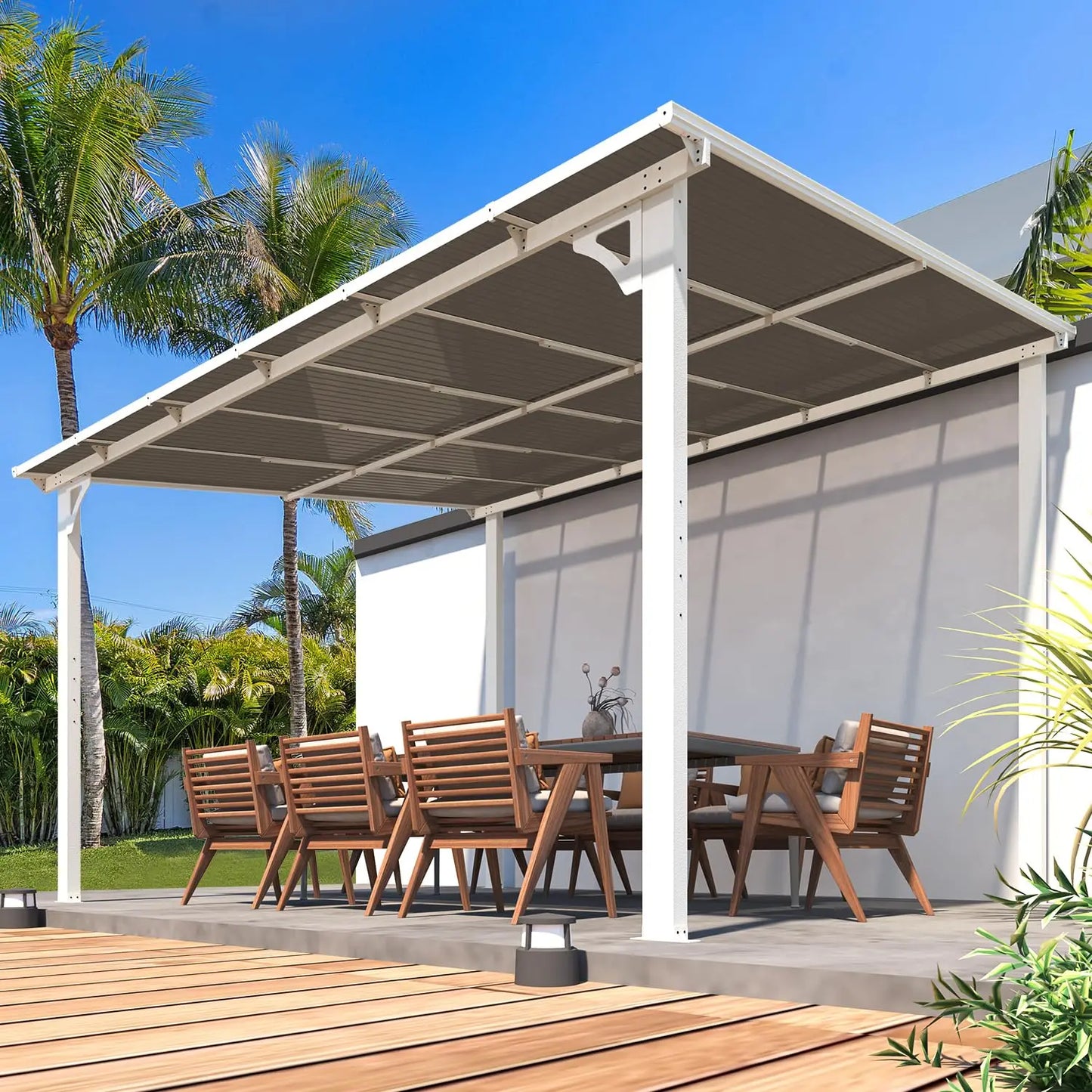 Wall Gazebo12’ x 10’, Hard Top  Pergola on Clearance