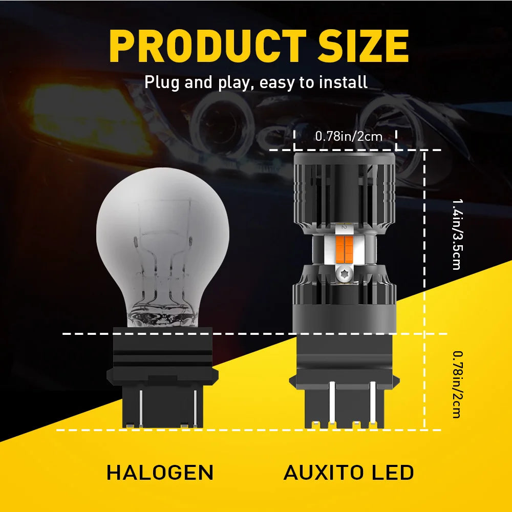 AUXITO 2Pcs Canbus T25 3156 3157 P27W P27/5W LED Bulb Dual Color