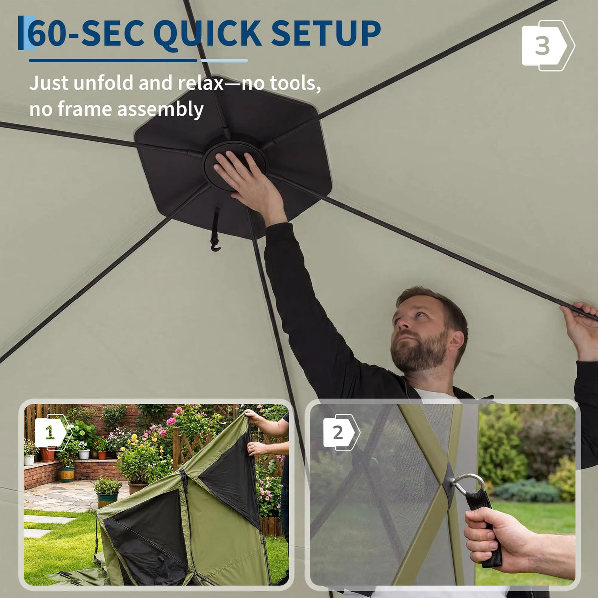 11x11FT Pop Up Gazebo Screen Tent, 6-Sided