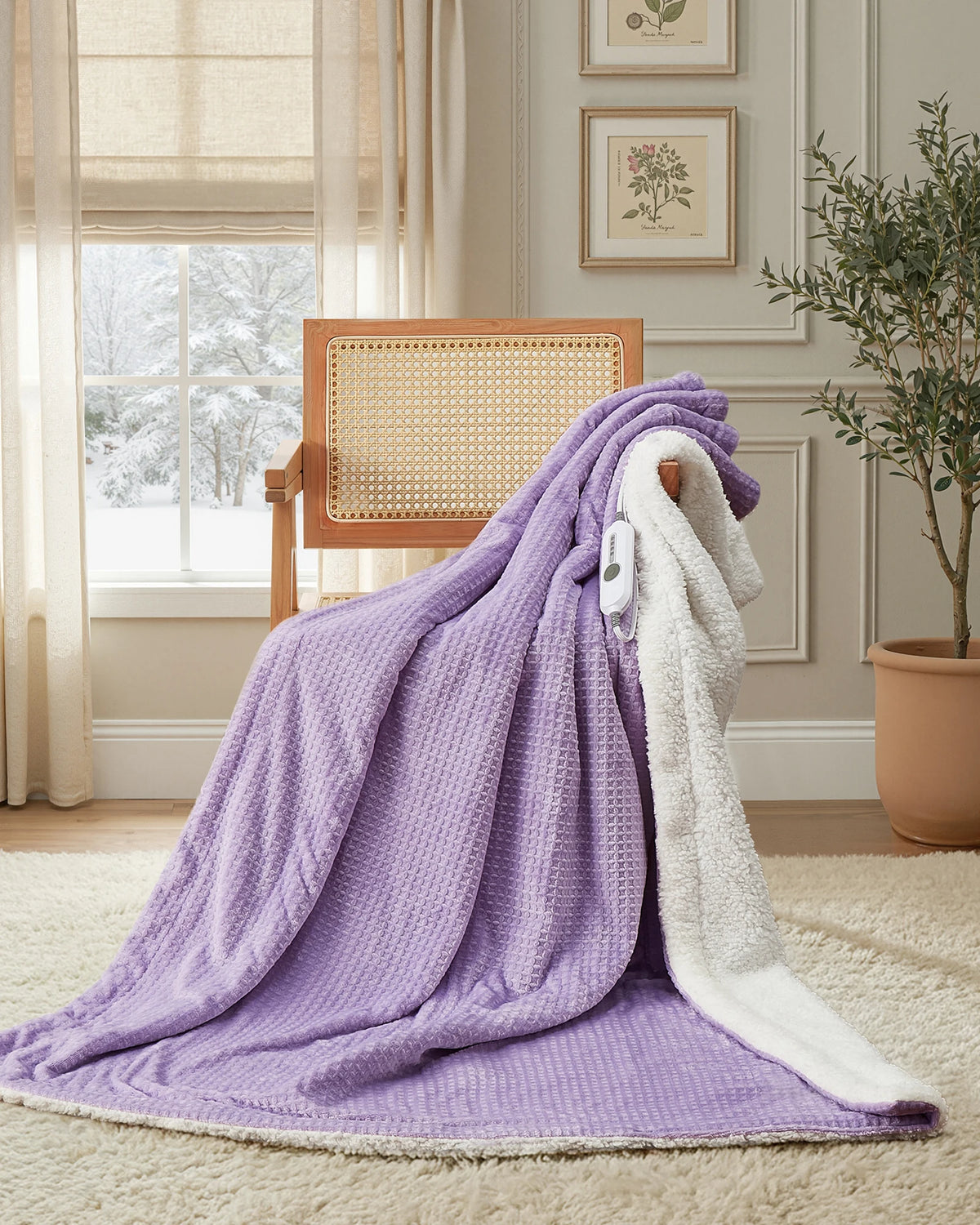 Dual Control Heated Blanket, Fast Warming Electric Blanket, 4 Heat Levels,