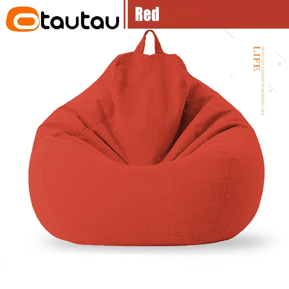 Filled 70cm Bean Bag Sofa with Filler Big Cotton Linen