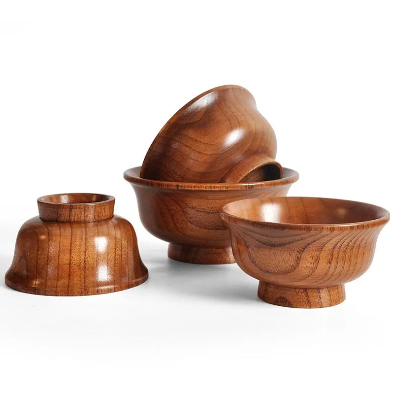 Natural Wood Bowl Sauce Salads Salad Ramen Bowl