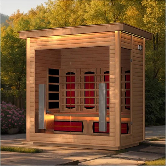 3-4 Person Hybrid Home Wood Sauna, Indoor/Outdoor WiFi Control
